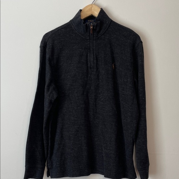 Polo by Ralph Lauren Men's Estate Rib 1/4 Zip Sweater Charcoal L - Picture 1 of 7